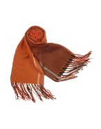 Basile Geometric Wool and Cashmere Fringed Long Scarf