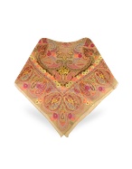 Oriental Print Chiffon Silk Square Scarf