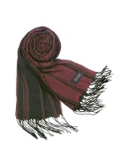 Basile Striped Knit Fringed Long Scarf