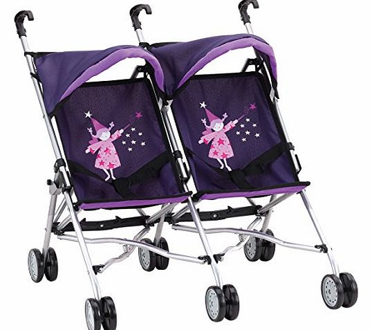 Bayer 69cm Dolls Buggy Twin Fairy Design (Purple)