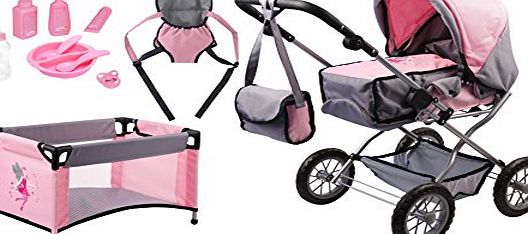 Bayer Design 1500815 Dolls Pram Combi Grande Set with Accessories