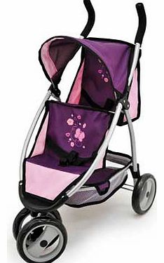 Bayer Design Twin Jogger Doll Pram - Mauve