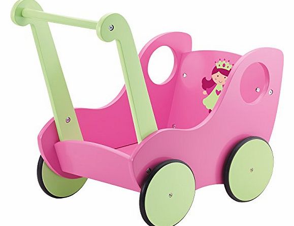 Bayer Dolls Pram Wooden Princess Design (Pink/ Green)