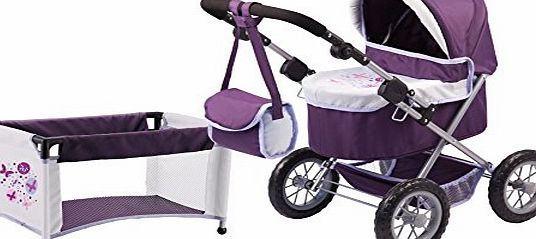 Bayer Dolls Trendy Piccolina Set with Travel Bed Pram