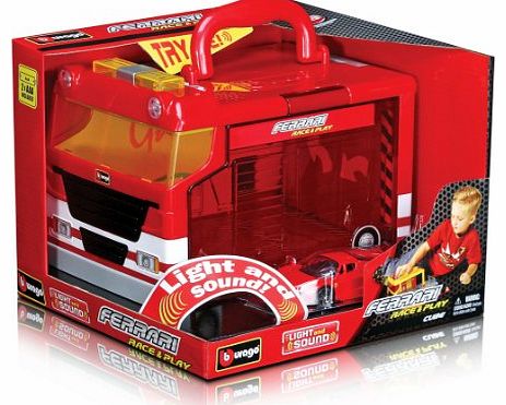 Bburago 31201 Race and Play Portable Garage Ferrari Electronic Garage and Ferrari Scale 1:43