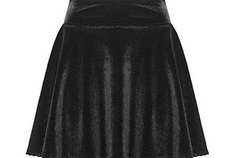 Be Jealous New Womens Ladies Velvet Velour Flared Stretchy Flippy Pleated Mini Skater Skirt