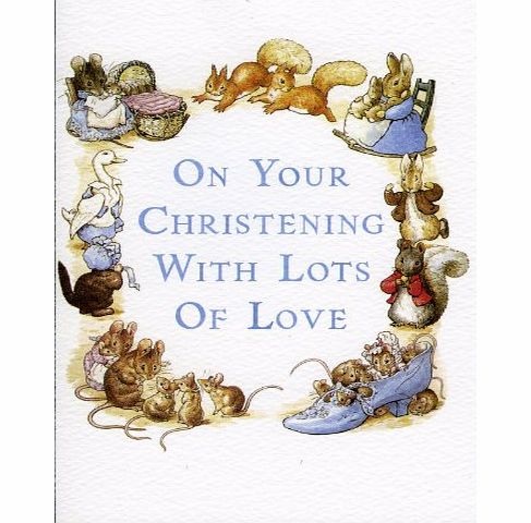 Beatrix Potter Christening Greeting Card Blue