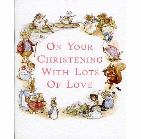 Beatrix Potter Christening Greeting Card Pink