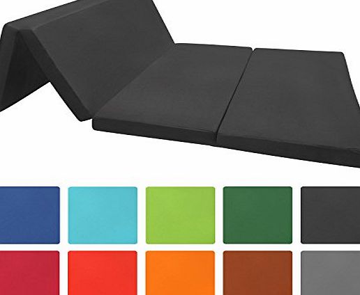 Beautissu Sleeping Space Saver Folding Mattress - Black - 195x120x7cm Single Pad Travel Cot Camping Guest Bed