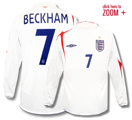 Umbro England L/S home (Beckham 7) 05/07