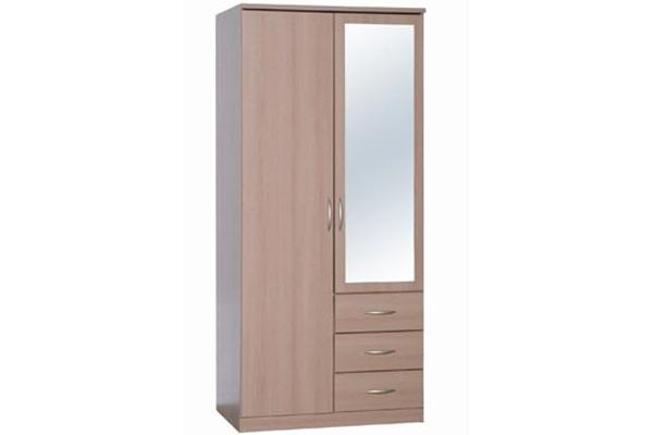 Toledo Beech 2 Door Wardrobe with mirror and