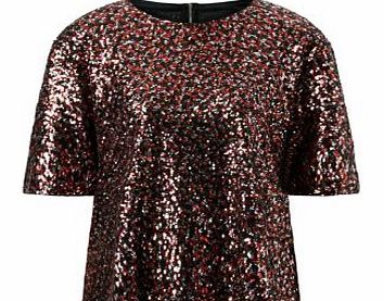 Burgundy Sequin T-Shirt 3263338