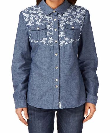 Bellfield Womens Bellfield Garrow Floral Denim Shirt - Blue