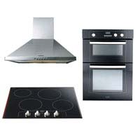 Belling Eye Level Double Oven XOU90F- Ceramic Hob CR60 and 60cm Chimney Hood CHIM60