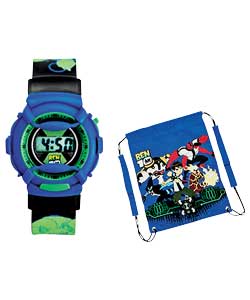 Ben 10 Sports LCD Watch and Drawstring Bag Set