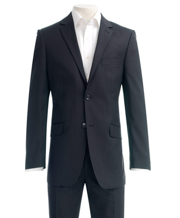 Black Textured Shadow Stripe Suit