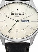 Ben Sherman Mens Cream and Black Leather Strap