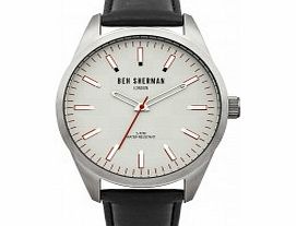 Ben Sherman Mens Grey and Black Leather Strap