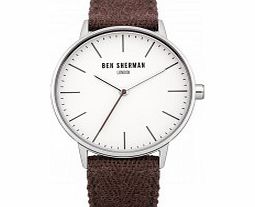 Ben Sherman Mens White and Purple Fabric Strap