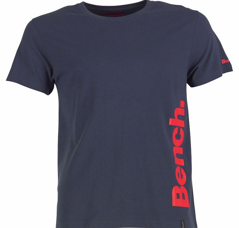 Mens Crew Neck Side Logo T-Shirt Navy