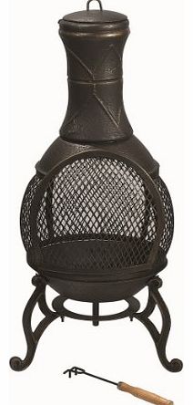 Bentley BBQ BENTLEY 89CM LARGE OPEN BOWL MESH CAST IRON CHIMENEA PATIO HEATER BLACK / BRONZE