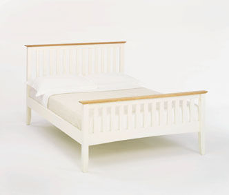 Bentley Designs Beds Alaska 4ft 6 Double Ivory/Oak Wooden Bedstead