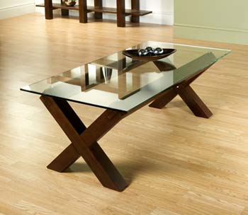 Lyon Walnut Glass Coffee Table