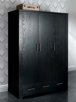 Metric 3 Door Wardrobe in Black - WHILE STOCKS