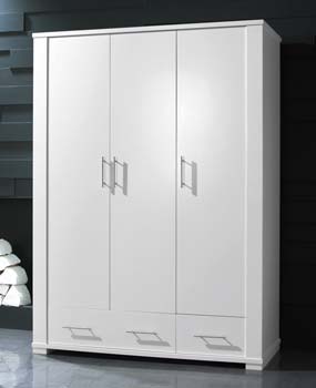 Metro 3 Door Wardrobe in White - WHILE STOCKS