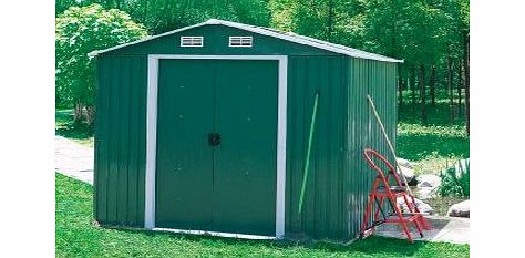 Bentley Garden 8FT X 6FT METAL GARDEN STORAGE SHED ZINC FRAME - GREEN