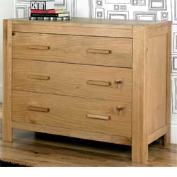 Lyon Oak 3 Drawer Wide Chest