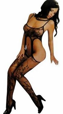 Bentleys Bargain Warehouse Lingerie Sexy Jacquard Mesh Bodystocking Body Stocking Bodysuit Black