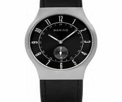 Bering Time Mens Black Radio Controlled Calfskin