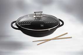 BERNDES Signocast Classic Black Wok With Glass