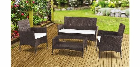 Beyond Furniture New Zante Rattan Wicker Weave Garden Furniture Patio Conservatory Sofa Set (Brown)