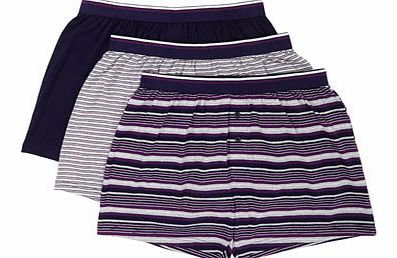 Bhs 3 Pack Stripe Boxers, Purple BR60J01EPUR