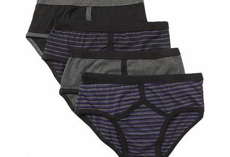 Bhs 4 Pack Grey Marl Stripe Briefs, Blue BR60B07GGRY