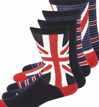 Bhs 5 Pack Union Jack Socks, Blue BR61D04GNVY