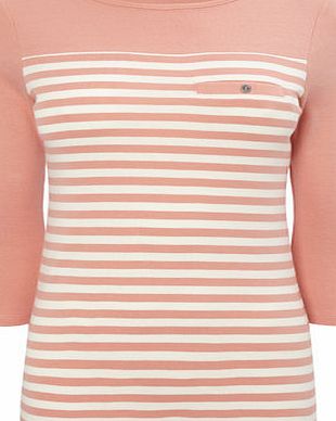 Bhs Apricot Petite Stripe Cotton Top, apricot