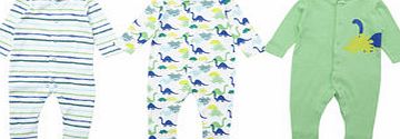 Bhs Baby Boys 3 Pack Long Sleeved Dinosaur