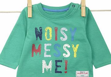 Bhs Baby Boys Long Sleeved Green Slogan Top, green