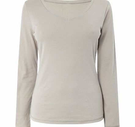 Bhs Beige V Neck Top, beige 2424150431