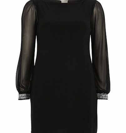 Bhs Billie Black Label Black Gem Trim Sleeve Dress,