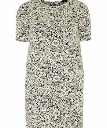 Bhs Black and Ivory Floral Shift Dress, black