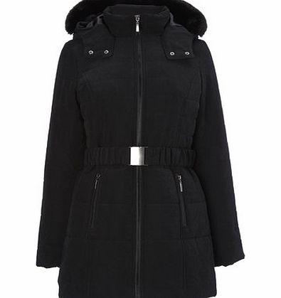 Bhs Black Belted Padded Coat, black 9853480137