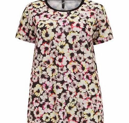 Bhs Black Floral Waffle Top, black 12611838513