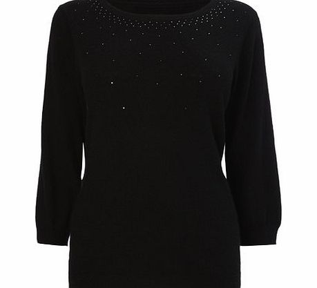 Bhs Black Jewel Studded Jumper, black 18980070137