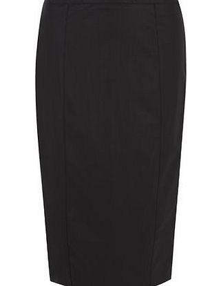 Bhs Black Long Leather Look Pencil Skirt, black