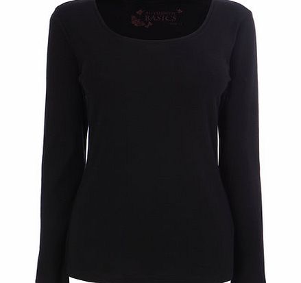 Bhs Black Long Sleeve Scoop Neck Top, black 2424168513