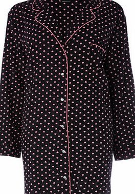 Bhs Black/Multi Heart Print Viscose Nightshirt,